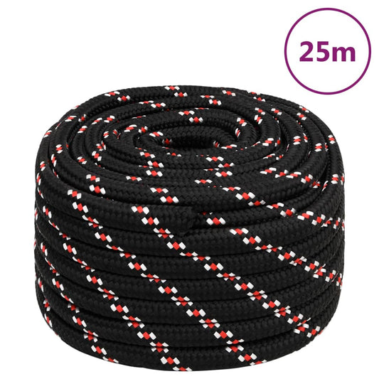 vidaXL Boat Rope Black 20 mm 25 m Polypropylene