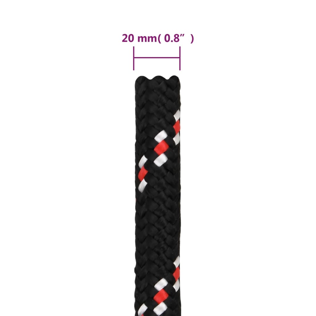 vidaXL Boat Rope Black 20 mm 25 m Polypropylene