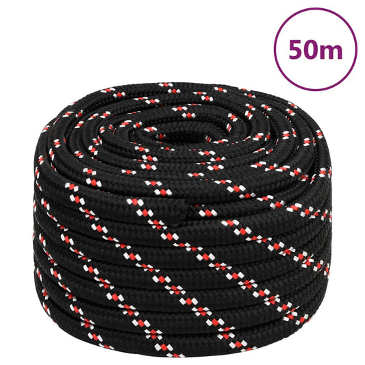 vidaXL Boat Rope Black 20 mm 50 m Polypropylene