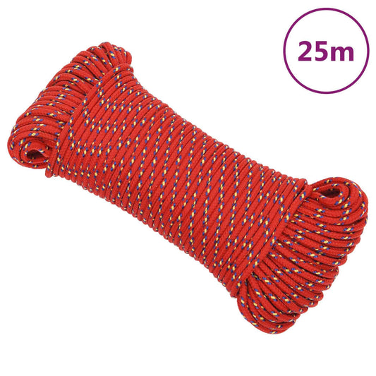 vidaXL Boat Rope Red 3 mm 25 m Polypropylene