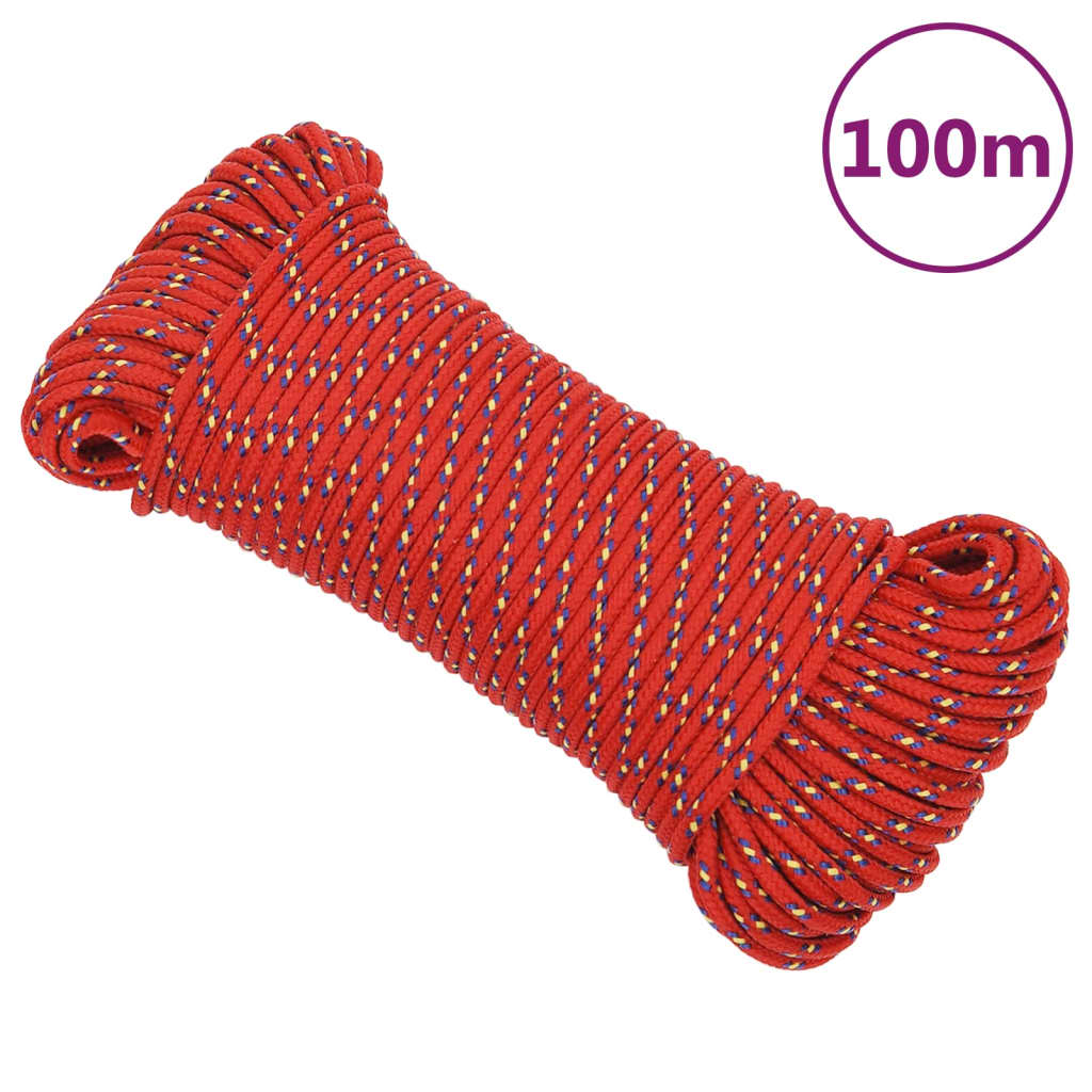 vidaXL Boat Rope Red 4 mm 100 m Polypropylene