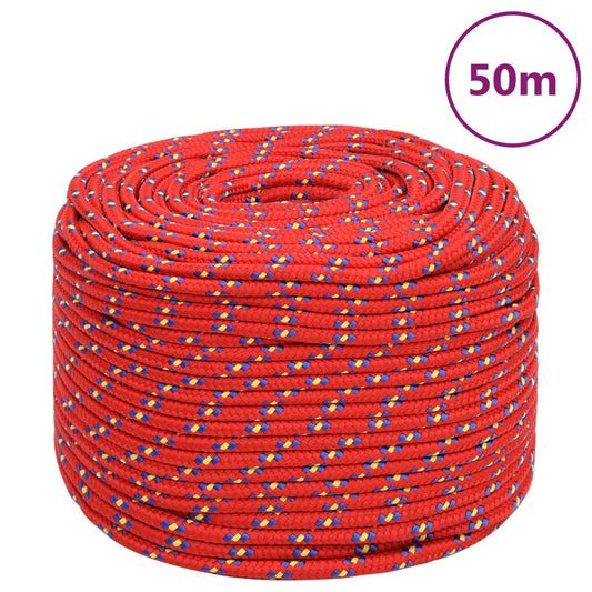 vidaXL Boat Rope Red 8 mm 50 m Polypropylene