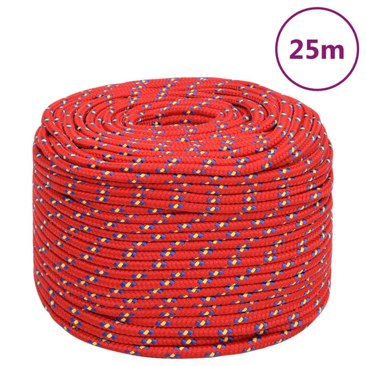 vidaXL Boat Rope Red 10 mm 25 m Polypropylene