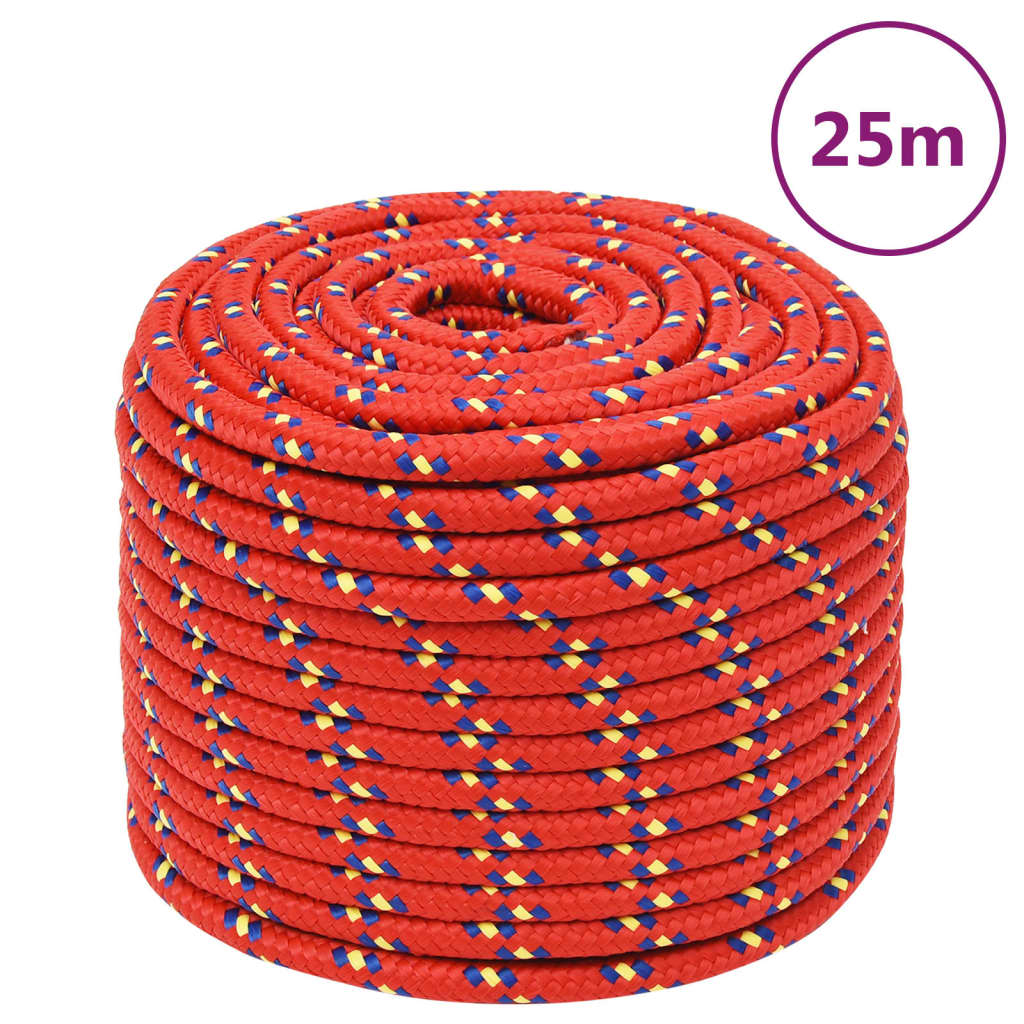 vidaXL Boat Rope Red 12 mm 25 m Polypropylene