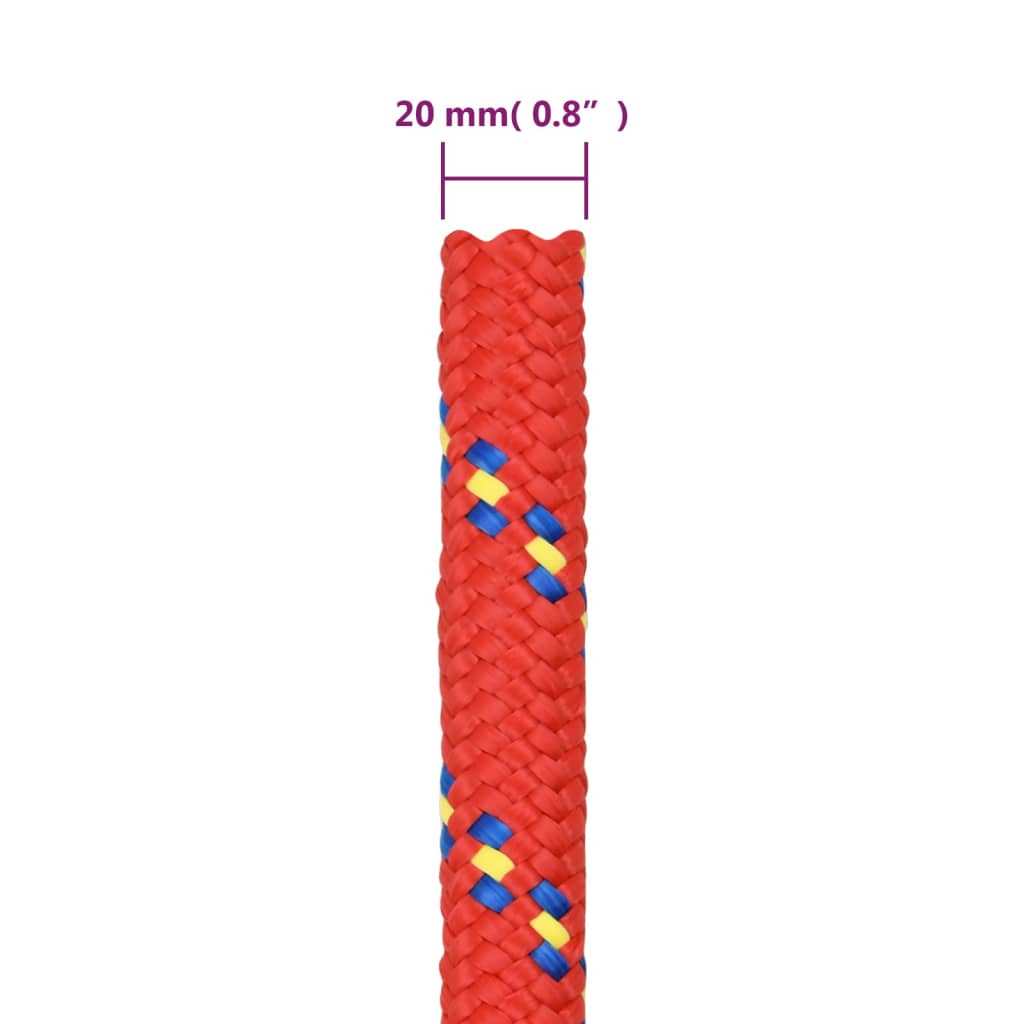 vidaXL Boat Rope Red 20 mm 50 m Polypropylene