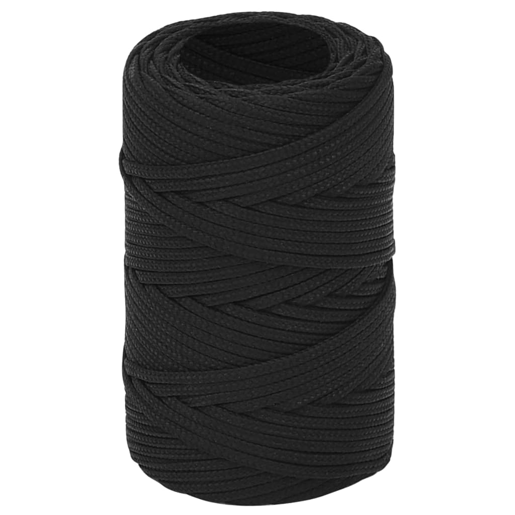 vidaXL Boat Rope Full Black 2 mm 25 m Polypropylene