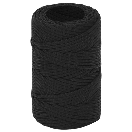 vidaXL Boat Rope Full Black 2 mm 25 m Polypropylene