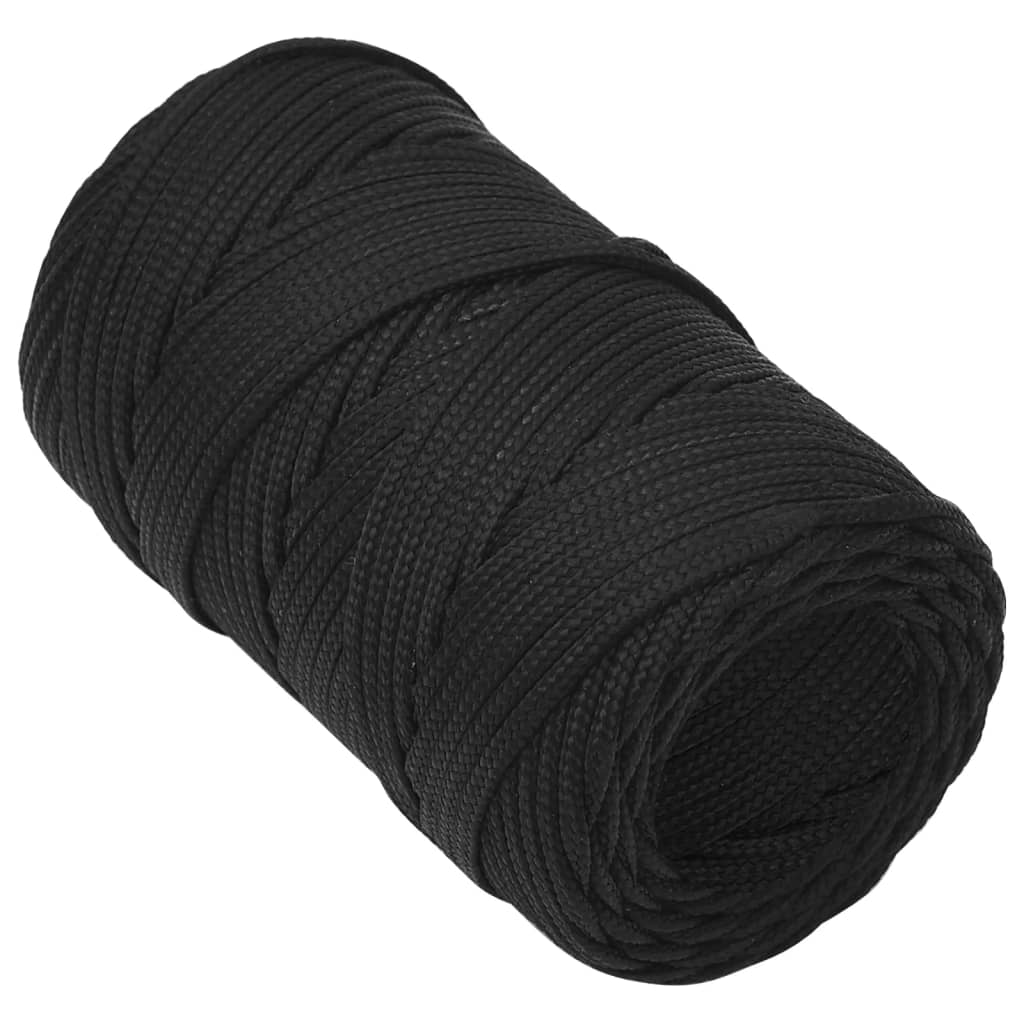 vidaXL Boat Rope Full Black 2 mm 25 m Polypropylene