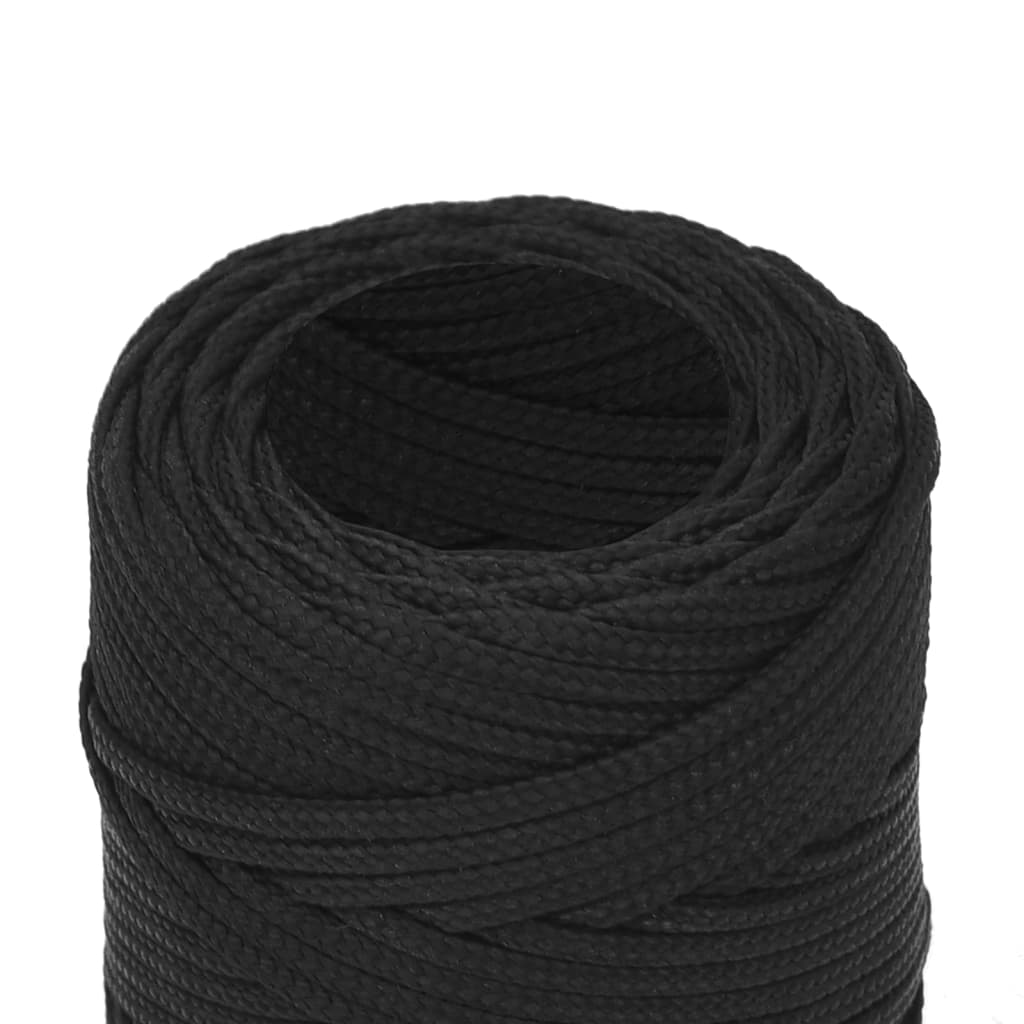 vidaXL Boat Rope Full Black 2 mm 25 m Polypropylene