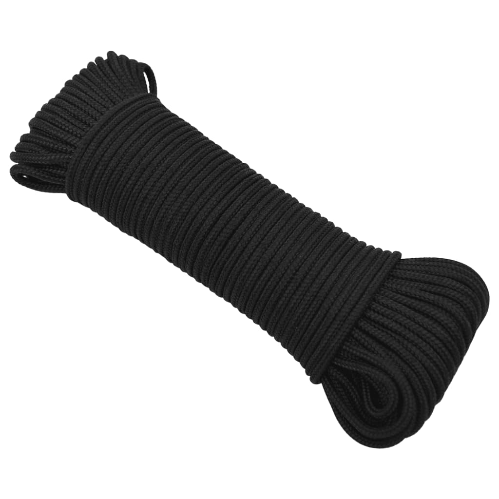 vidaXL Boat Rope Full Black 3 mm 25 m Polypropylene