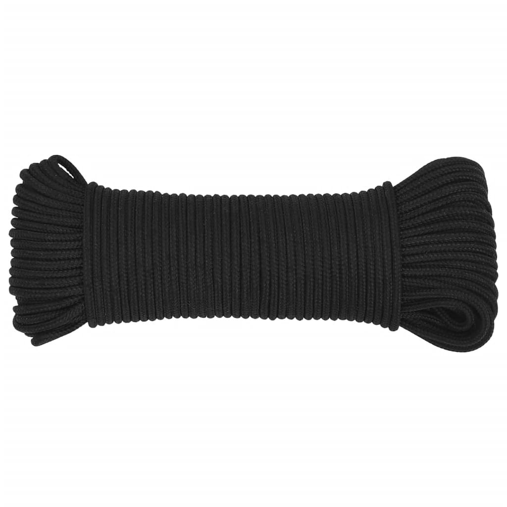 vidaXL Boat Rope Full Black 3 mm 25 m Polypropylene