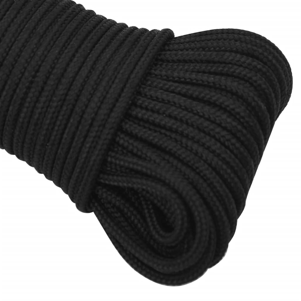 vidaXL Boat Rope Full Black 3 mm 25 m Polypropylene