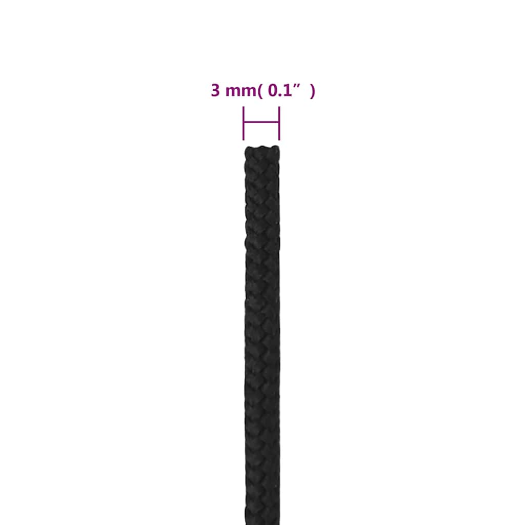 Boat Rope Full Black 3 mm 500 m Polypropylene