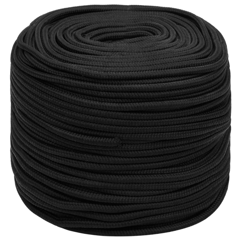 vidaXL Boat Rope Full Black 6 mm 25 m Polypropylene