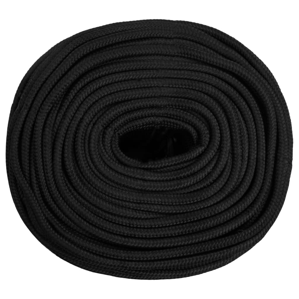 vidaXL Boat Rope Full Black 6 mm 25 m Polypropylene