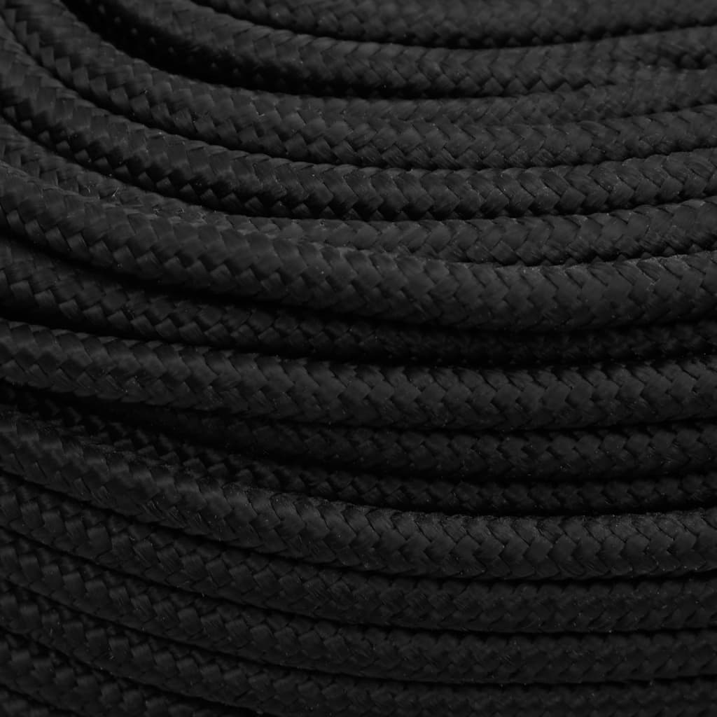 vidaXL Boat Rope Full Black 6 mm 25 m Polypropylene