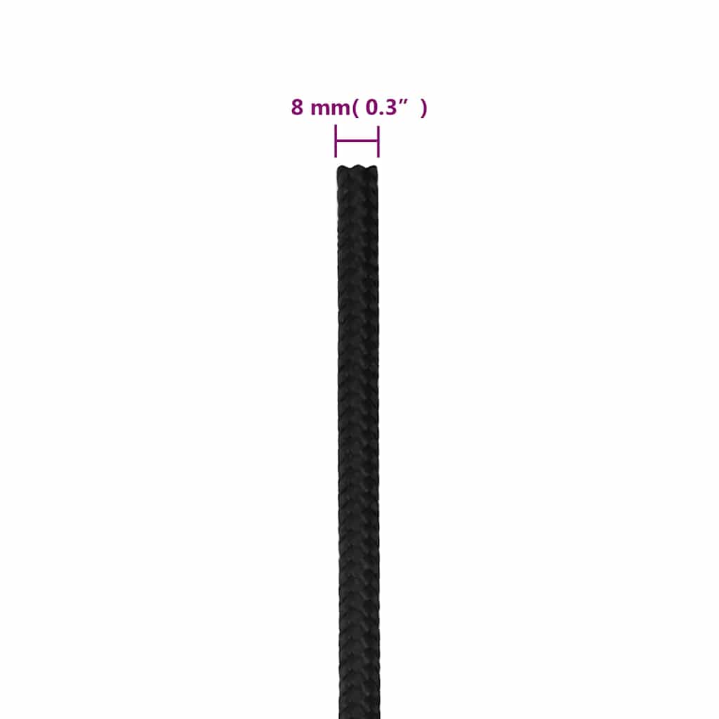 Boat Rope Full Black 8 mm 50 m Polypropylene