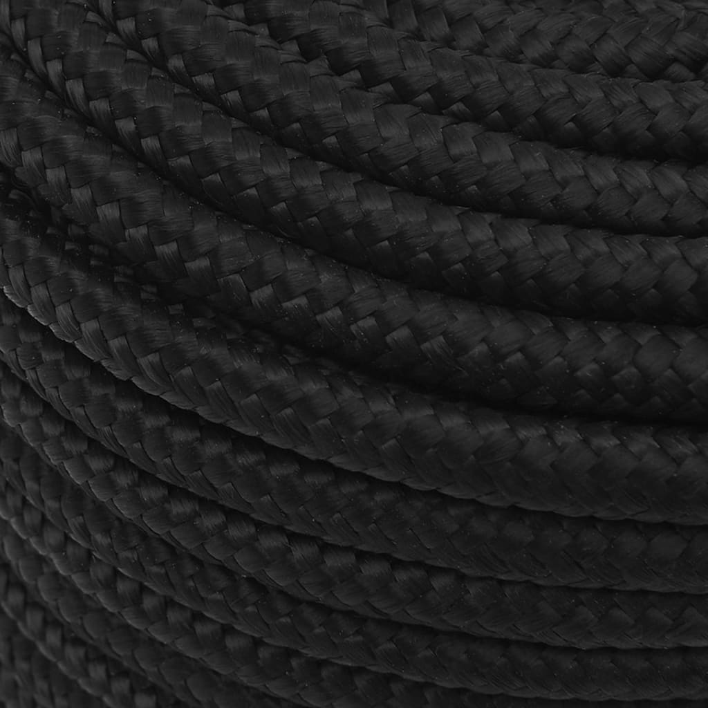 vidaXL Boat Rope Full Black 12 mm 25 m Polypropylene