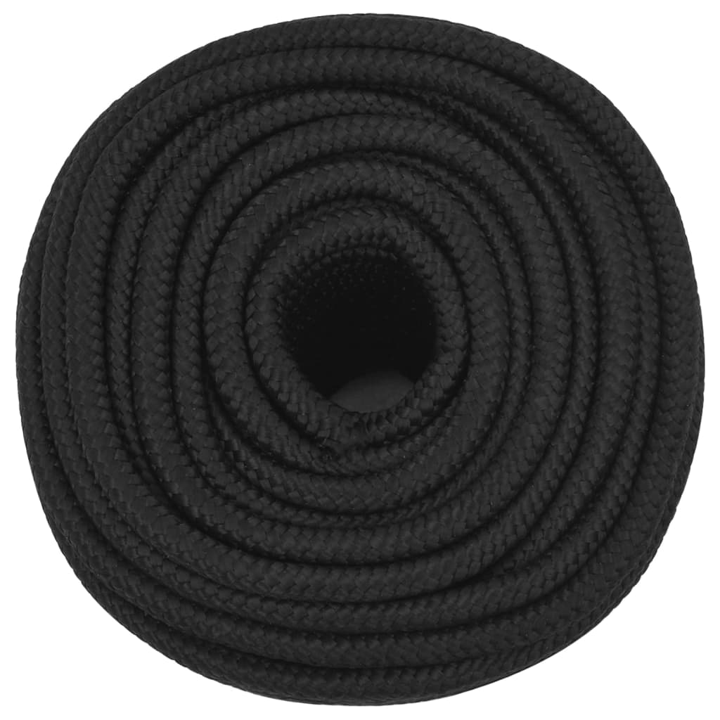 vidaXL Boat Rope Full Black 12 mm 50 m Polypropylene