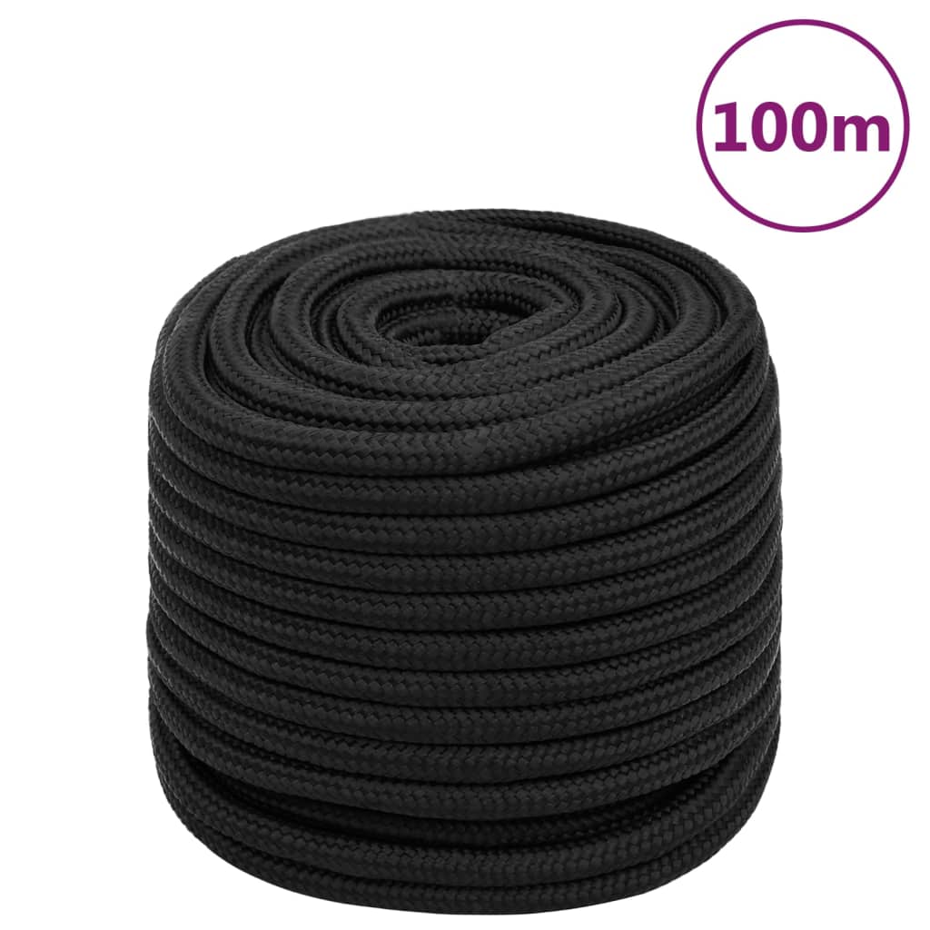 vidaXL Boat Rope Full Black 16 mm 100 m Polypropylene