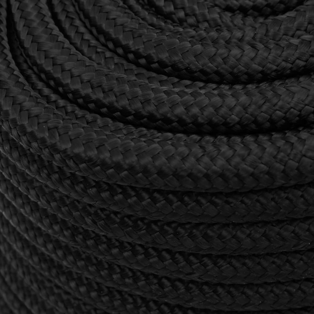 vidaXL Boat Rope Full Black 16 mm 100 m Polypropylene