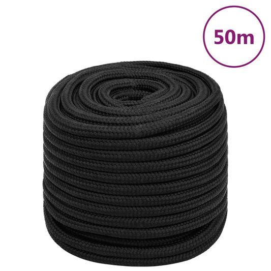 vidaXL Boat Rope Full Black 18 mm 50 m Polypropylene