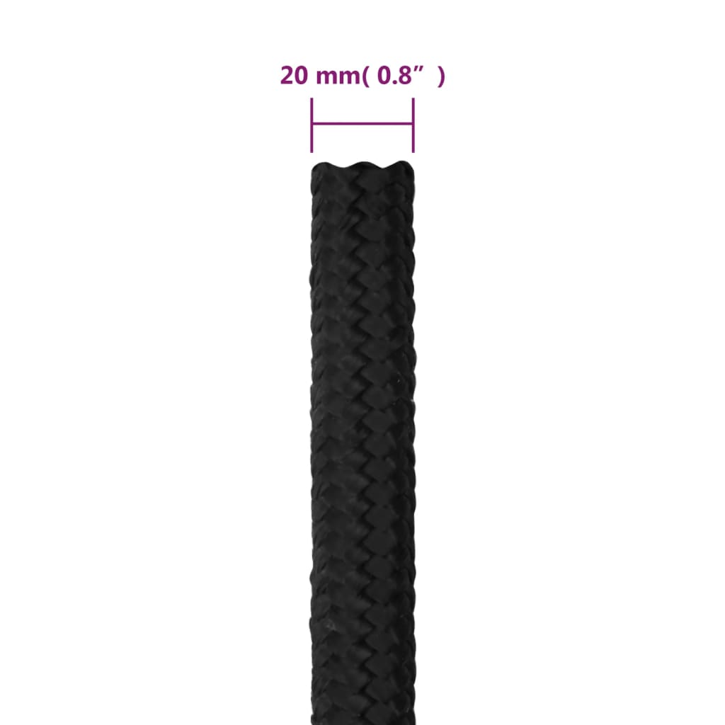 vidaXL Boat Rope Full Black 20 mm 100 m Polypropylene