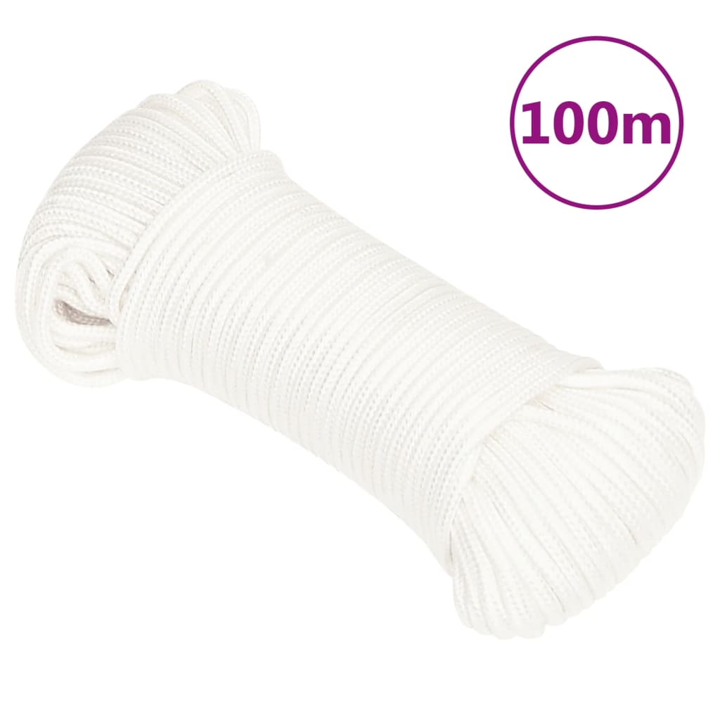 vidaXL Boat Rope Full White 4 mm 100 m Polypropylene