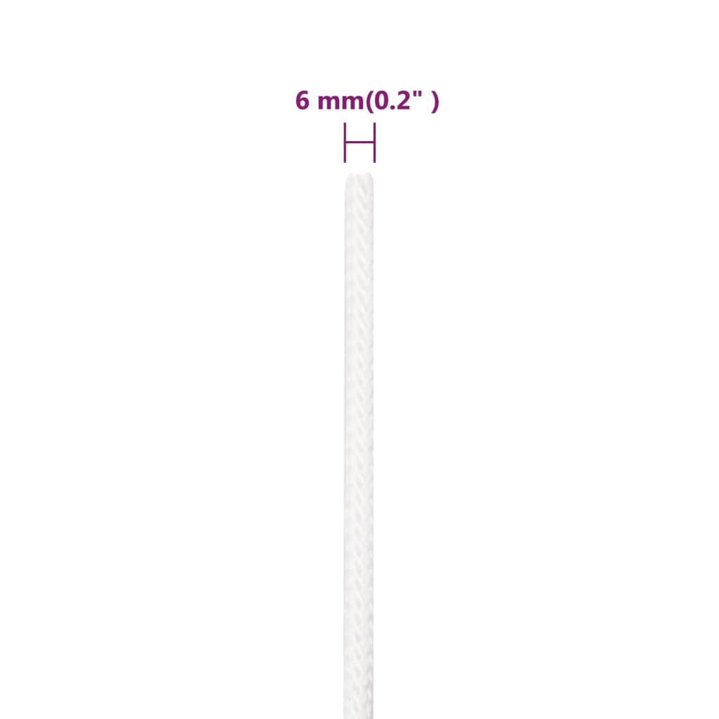 Boat Rope Full White 6 mm 50 m Polypropylene