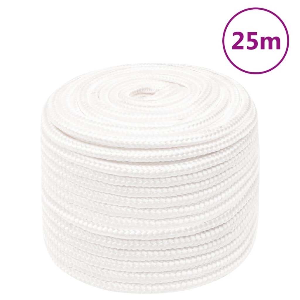 vidaXL Boat Rope Full White 12 mm 25 m Polypropylene