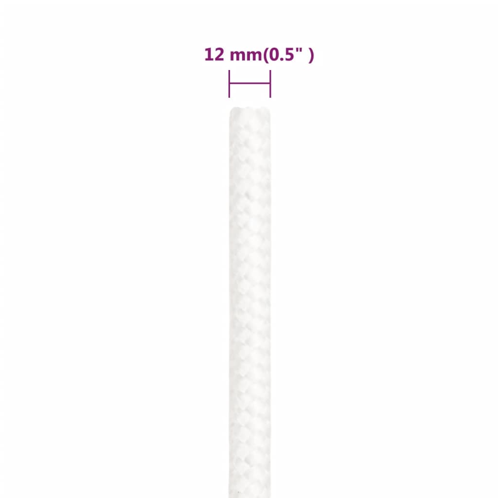 vidaXL Boat Rope Full White 12 mm 25 m Polypropylene