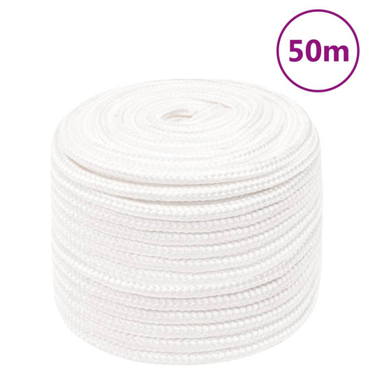 vidaXL Boat Rope Full White 12 mm 50 m Polypropylene