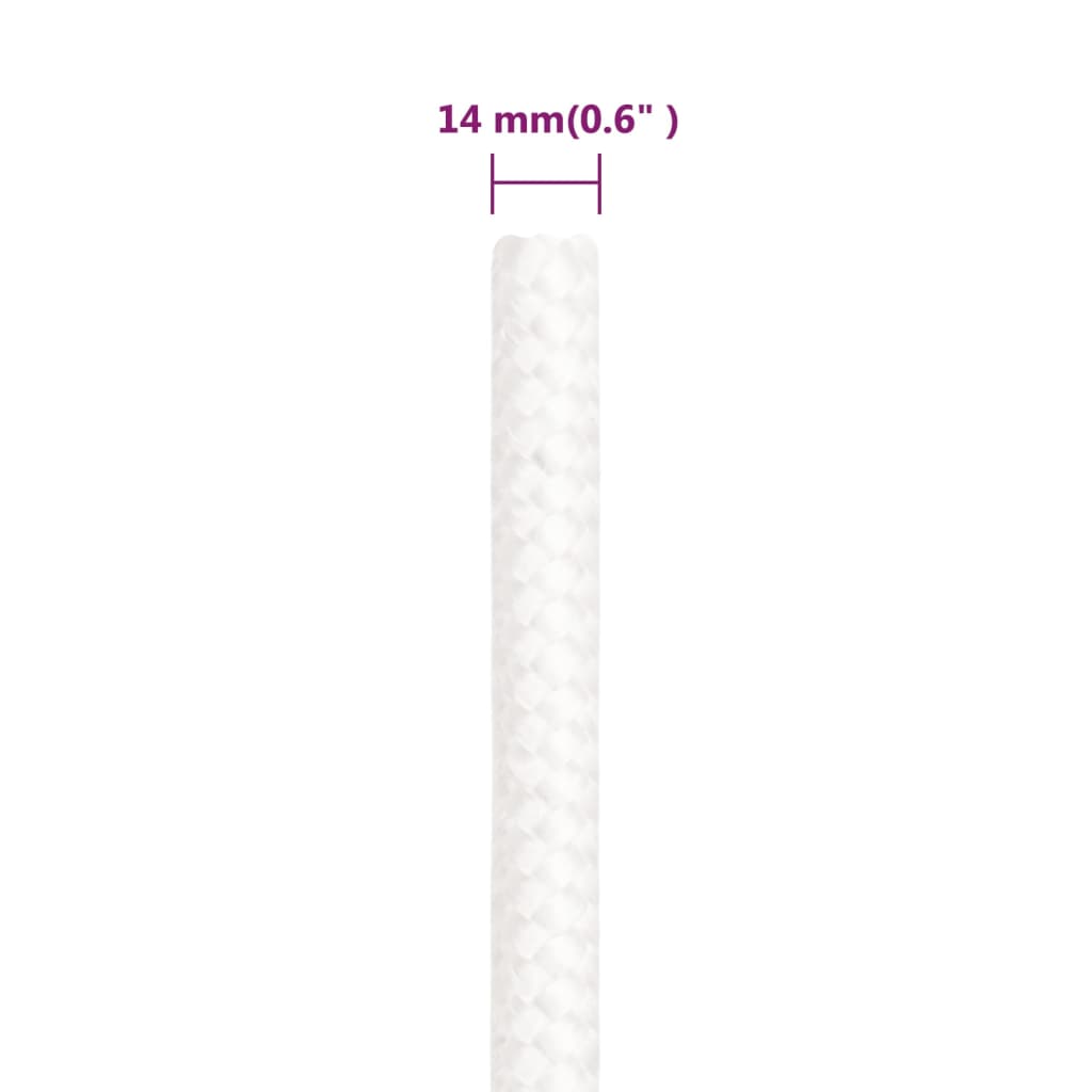 vidaXL Boat Rope Full White 14 mm 50 m Polypropylene