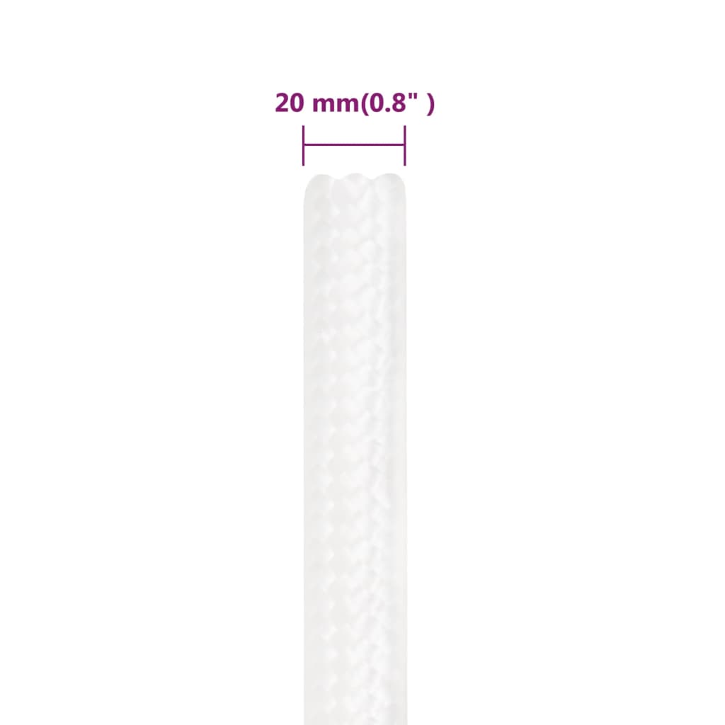 vidaXL Boat Rope Full White 20 mm 25 m Polypropylene