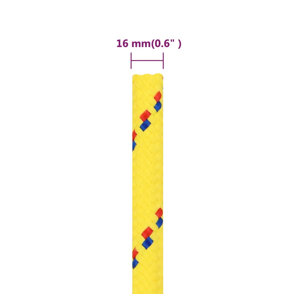 vidaXL Boat Rope Yellow 16 mm 100 m Polypropylene