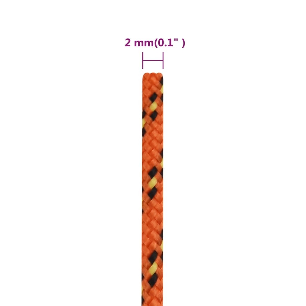 vidaXL Boat Rope Orange 2 mm 250 m Polypropylene