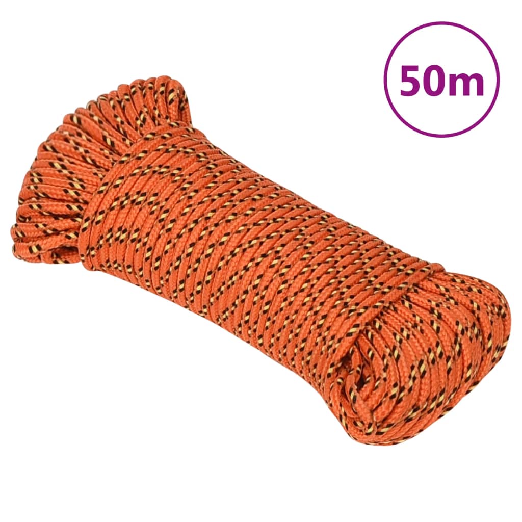 vidaXL Boat Rope Orange 3 mm 50 m Polypropylene