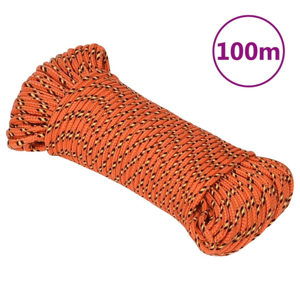 vidaXL Boat Rope Orange 4 mm 100 m Polypropylene