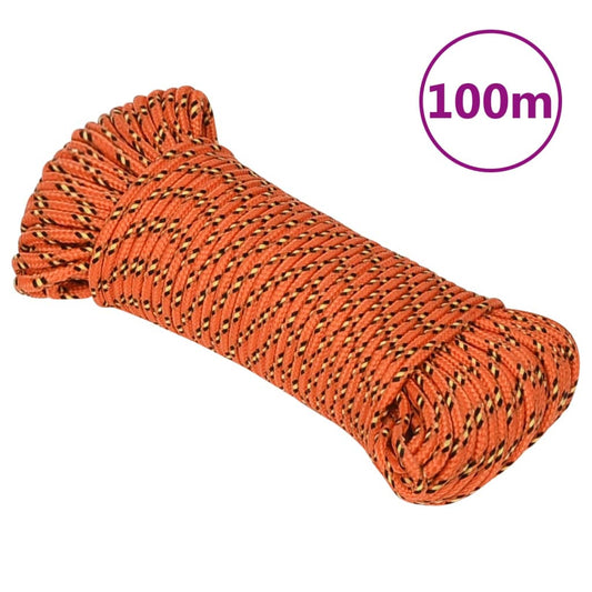 vidaXL Boat Rope Orange 5 mm 100 m Polypropylene