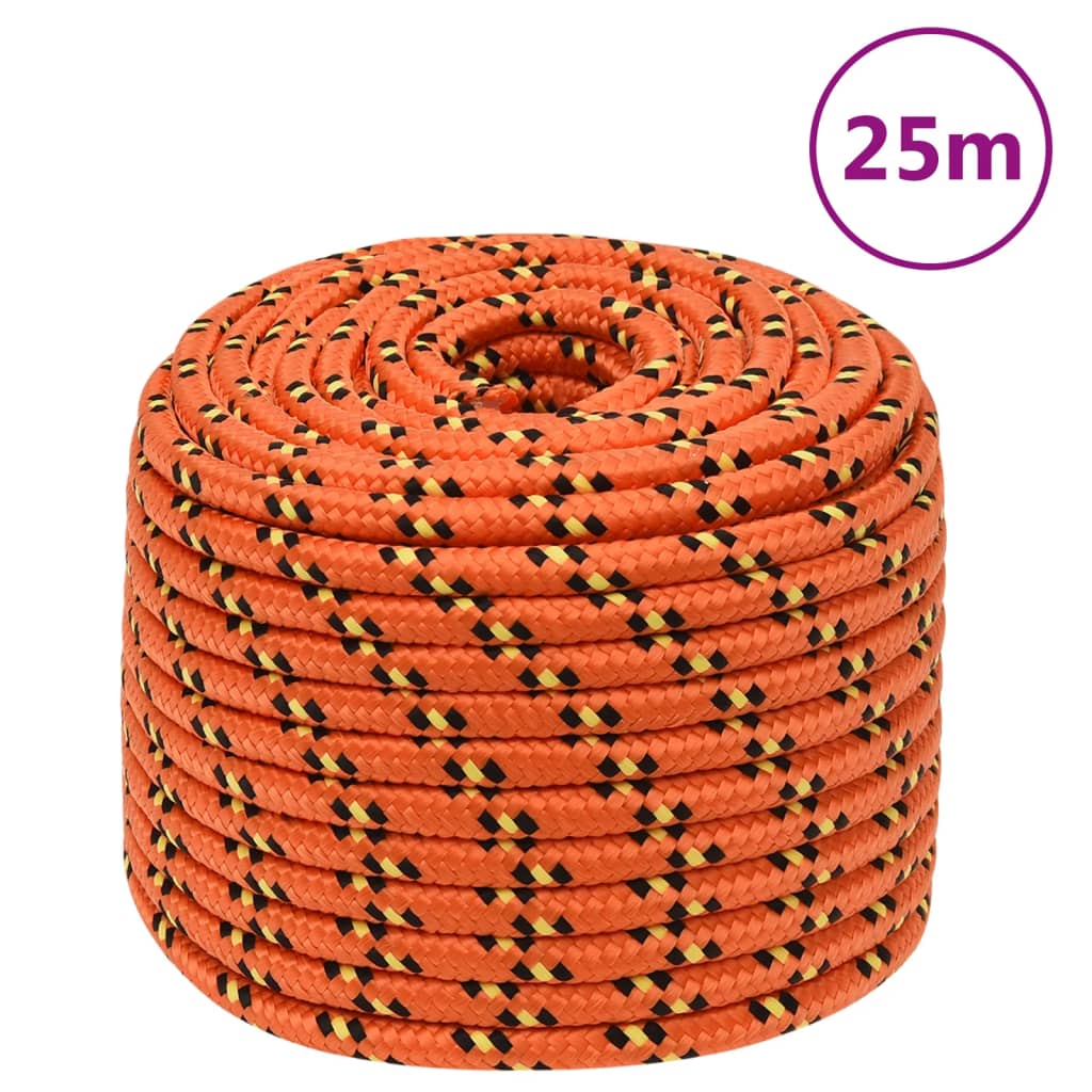 vidaXL Boat Rope Orange 12 mm 25 m Polypropylene