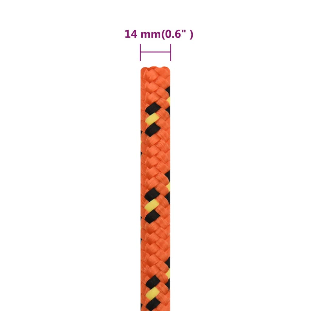 vidaXL Boat Rope Orange 14 mm 50 m Polypropylene