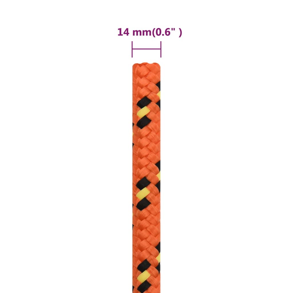 Boat Rope Orange 14 mm 100 m Polypropylene