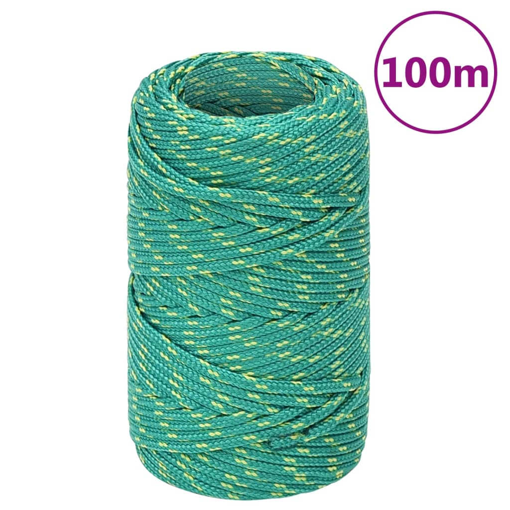 vidaXL Boat Rope Green 2 mm 100 m Polypropylene