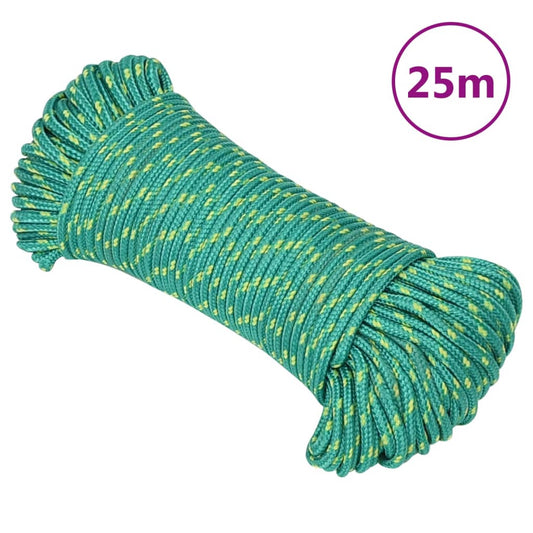 vidaXL Boat Rope Green 3 mm 25 m Polypropylene