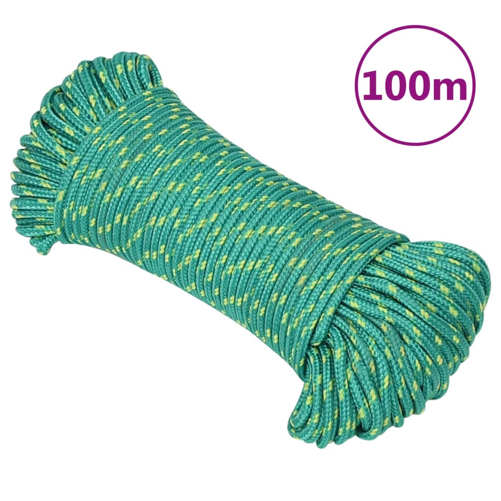 vidaXL Boat Rope Green 3 mm 100 m Polypropylene