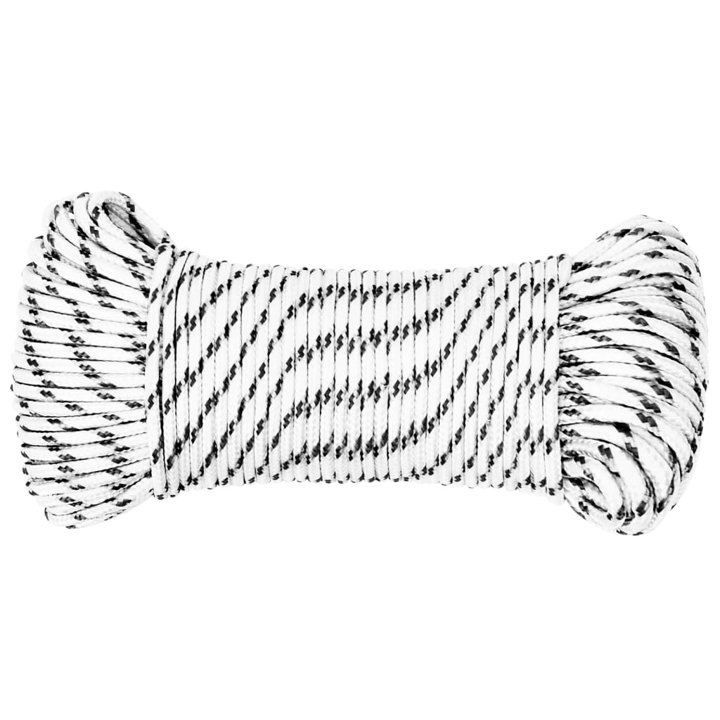 vidaXL Braided Boat Rope White 4 mmx100 m Polyester