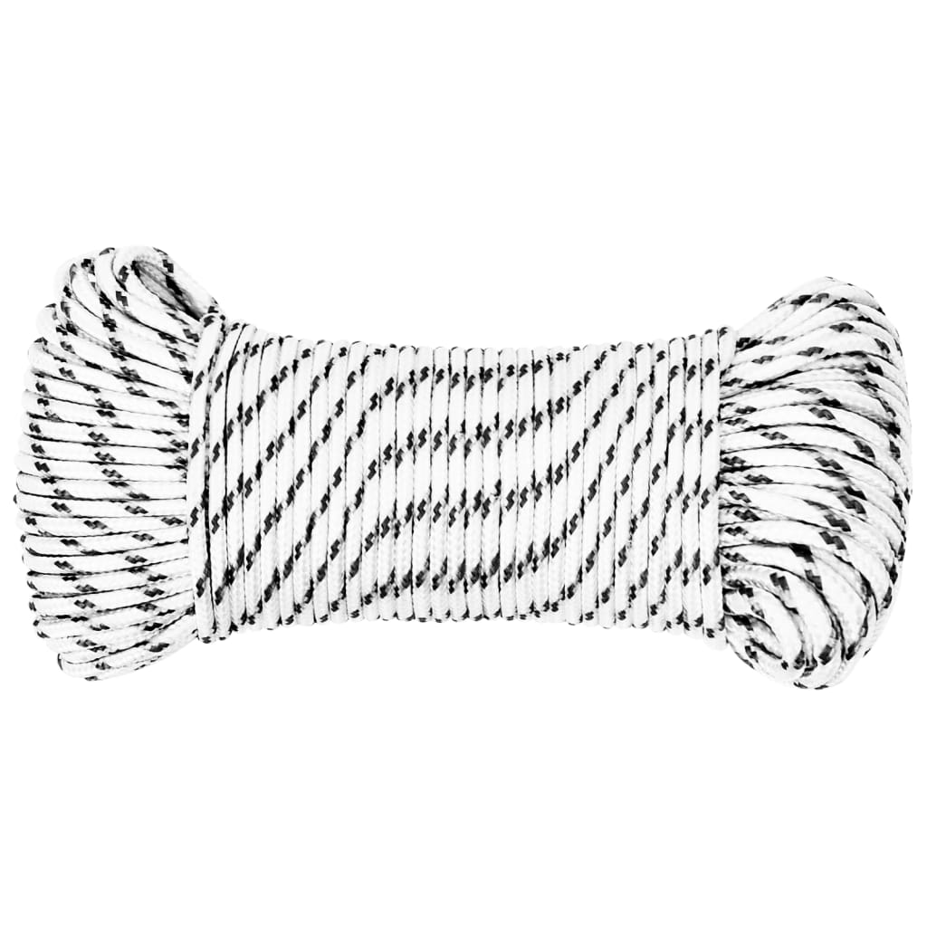 vidaXL Braided Boat Rope White 4 mmx250 m Polyester