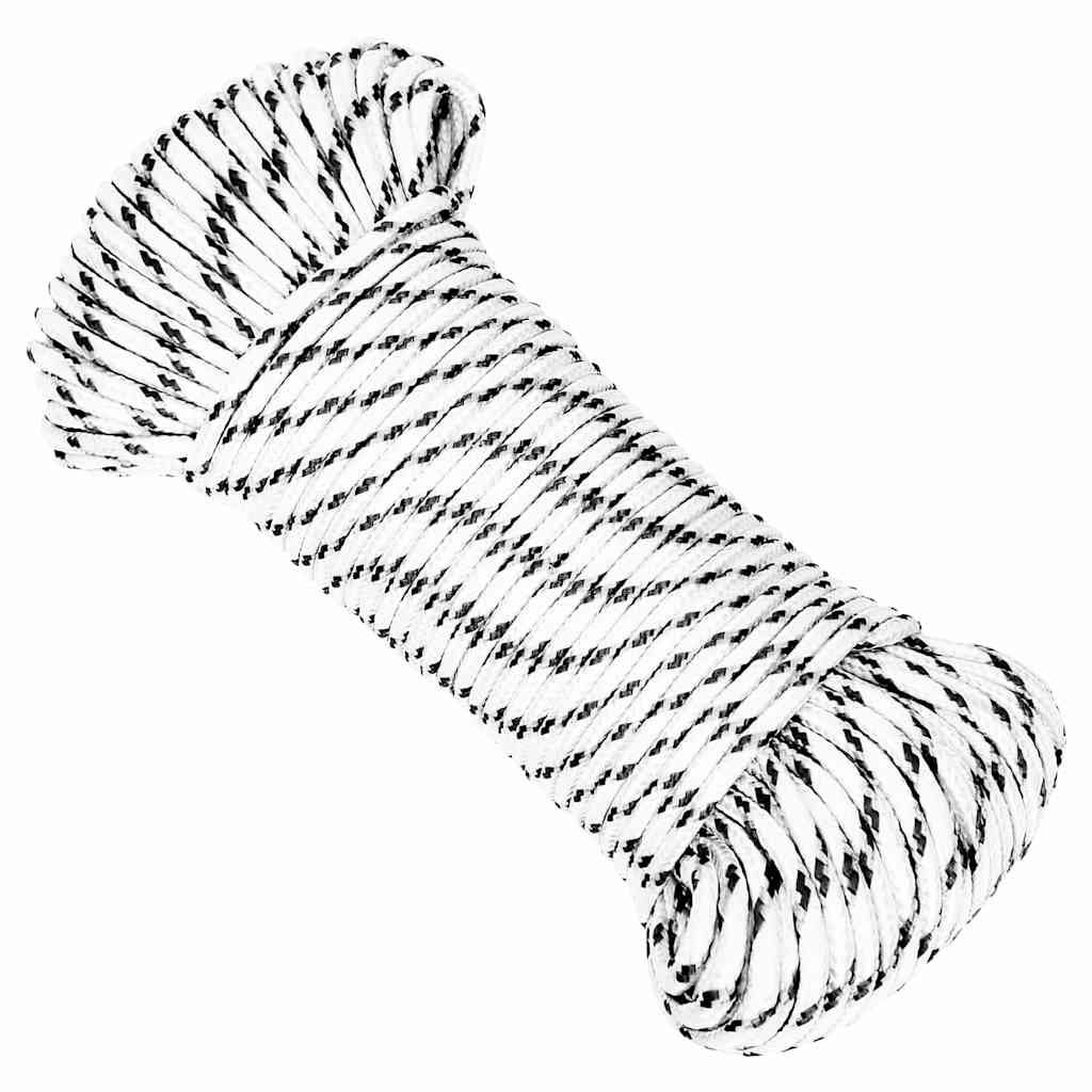 Braided Boat Rope White 5 mmx50 m Polyester