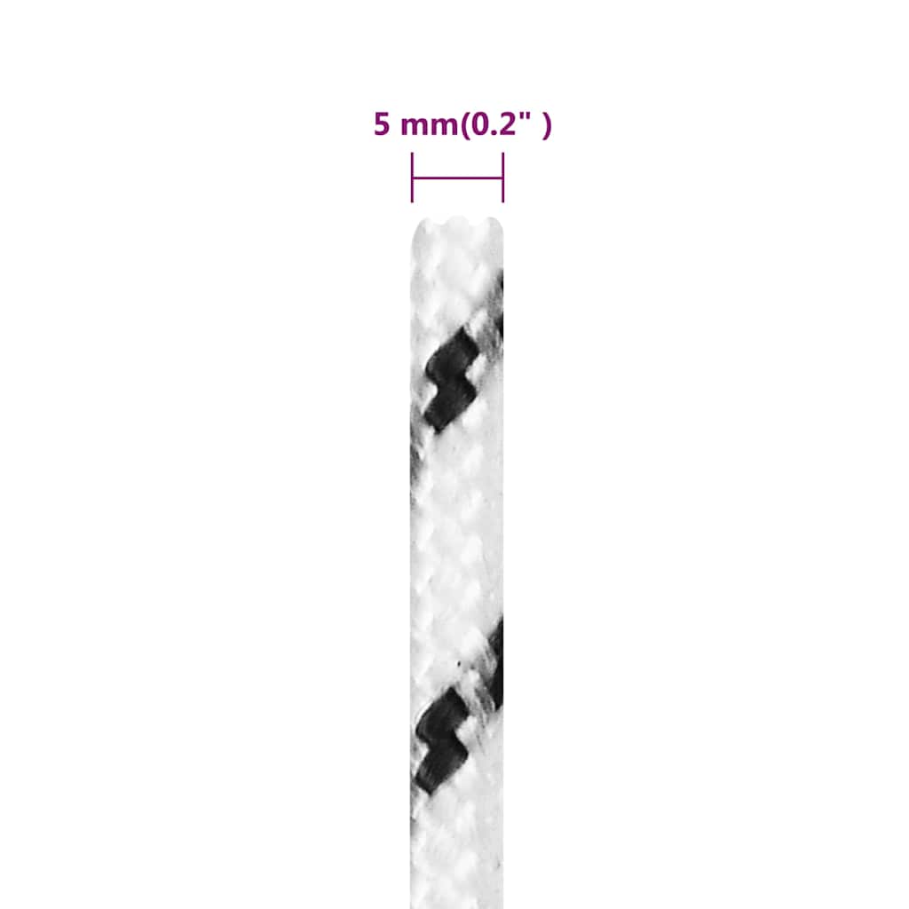 Braided Boat Rope White 5 mmx50 m Polyester