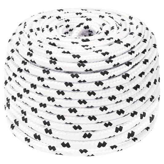 vidaXL Braided Boat Rope White 6 mmx100 m Polyester